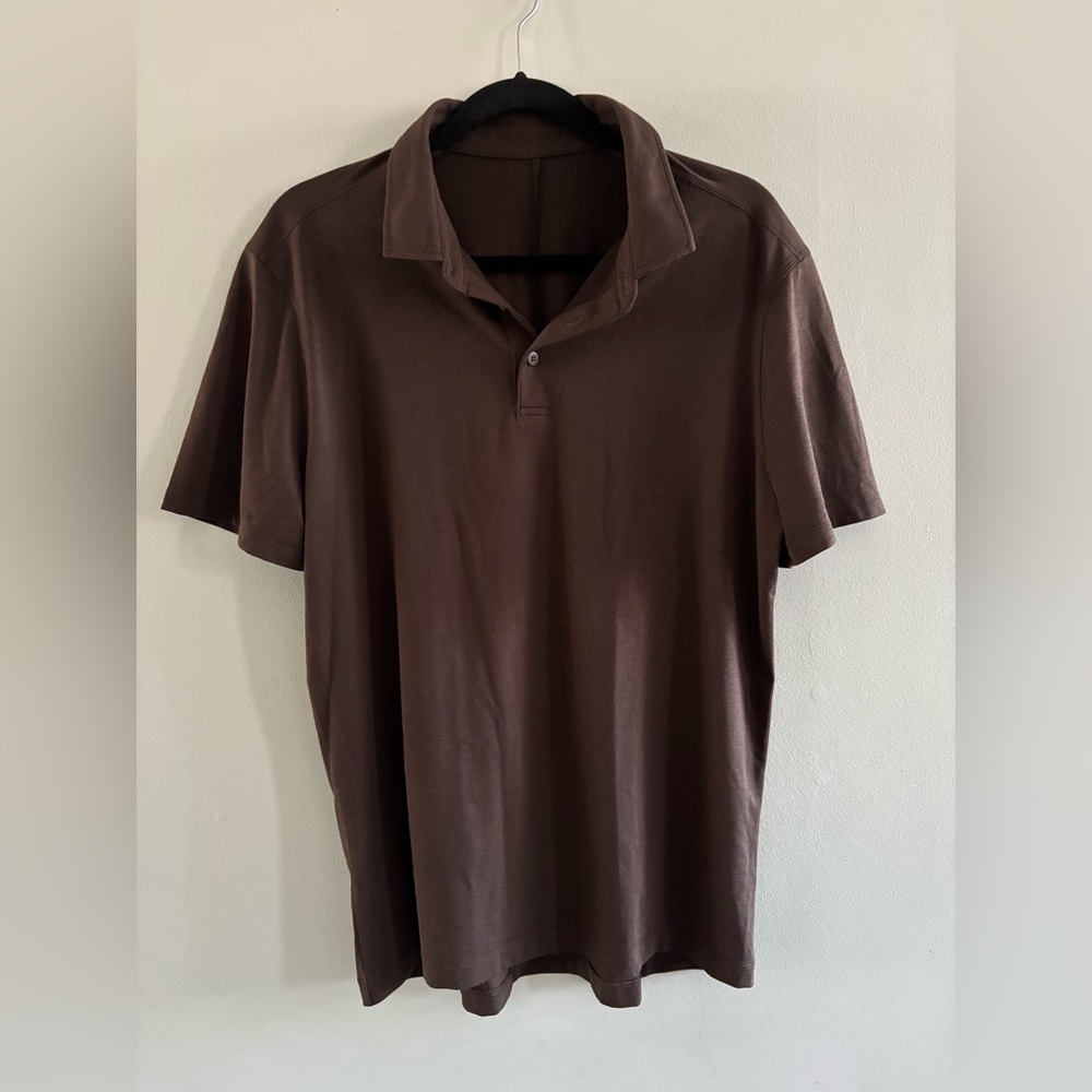 Lululemon Classic Men's Brown Polo Shirt Casual Short Sleeve Size Medium Large